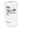 White, two-ply, perforated roll paper towels.