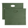 100% Recycled Hanging Pockets with Full-Height Gusset, 1 Section, 3.5" Capacity, Letter Size, Standard Green, 10/Box