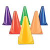 Indoor/Outdoor High Visibility Plastic Cone Set, Assorted Colors, 6/Box