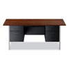 Double Pedestal Steel Desk, 72" x 36" x 29.5", Mocha/Black, Chrome-Plated Legs