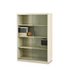 Executive Steel Bookcase With Glass Doors Four Shelf 36w x 15d x 52h Putty