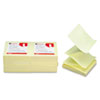 Fan-Folded Pop-Up Notes, 3 x 3, Yellow, 12 100-Sheet Pads/Pack
