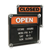 Double Sided Open Closed Sign w Plastic Push Characters 14 3 8 x 12 3 8