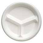 Foam Dinnerware, Plate, 3-comp, 10 1/4" Dia, White, 125/pack, 4 Packs/carton