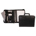 Zippered Tablet-ipad Organizer With Removable Binder, Black Leather
