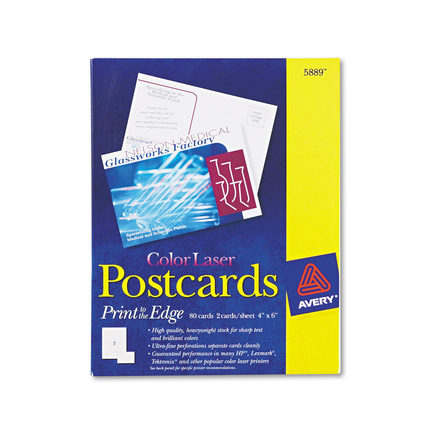 Avery Postcards Color Laser Printing 4 x 6 Uncoated White 2 Cards/Sheet