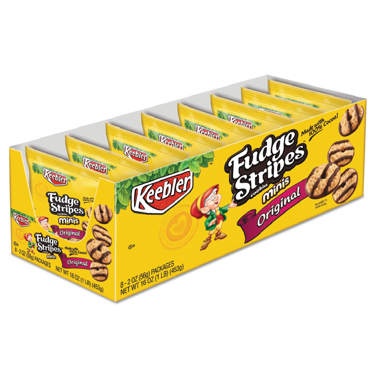 Mini Cookies, Fudge Stripes, 2oz Snack Pack, 8/Box Reparto