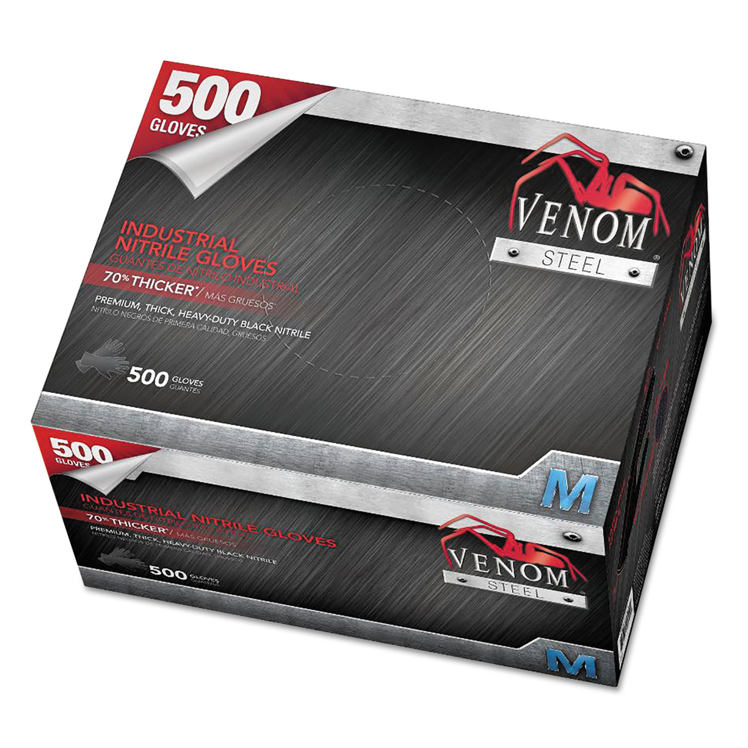 Venom Steel Industrial Nitrile Gloves, Medium, Black, 9 mil, 500/Box eBay