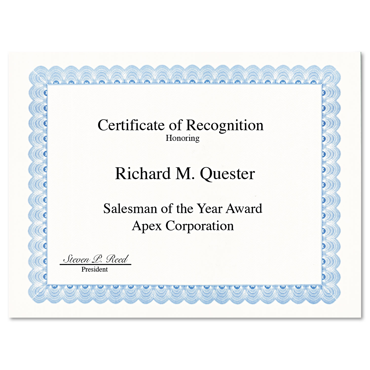 Parchment Paper Certificates 8 1/2 x 11 Blue Conventional Border 50