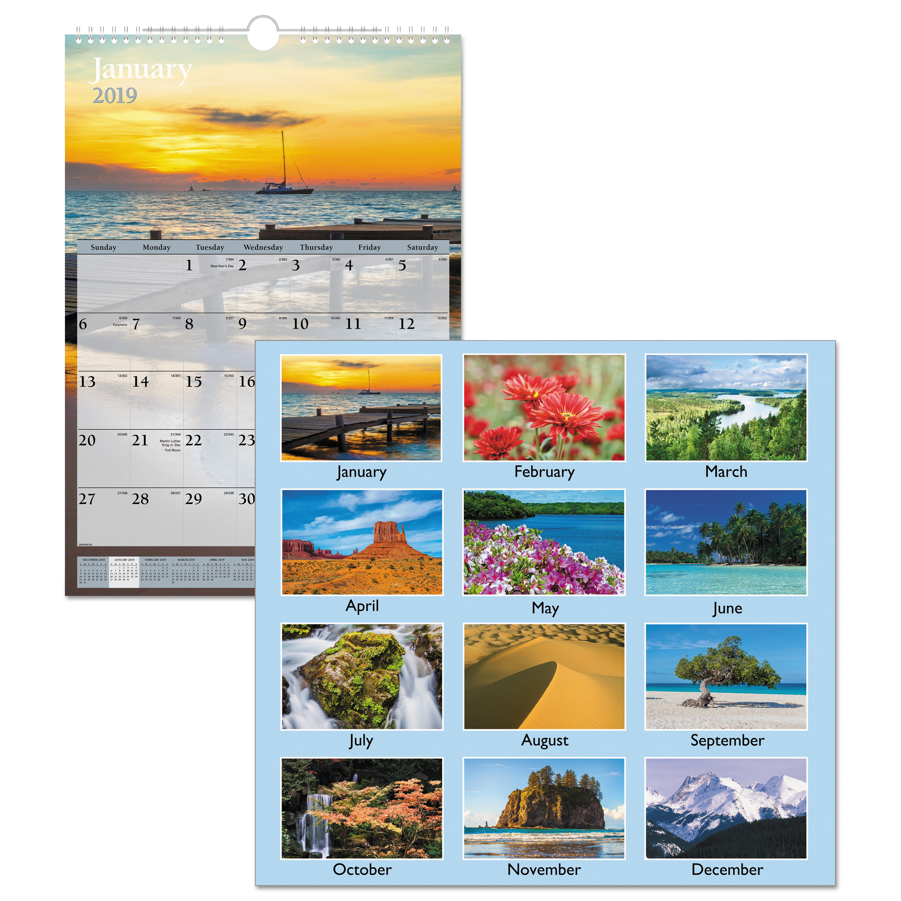 Scenic Monthly Wall Calendar, 12 x 17, 2019 Reparto