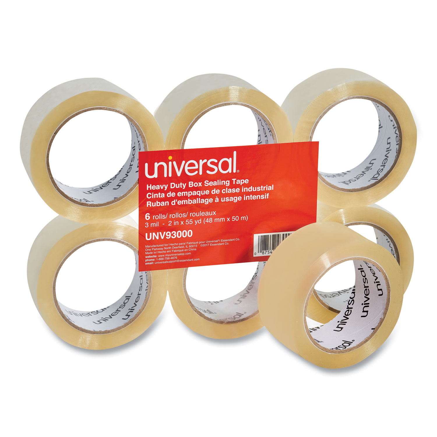 HeavyDuty Box Sealing Tape, 3" Core, 1.88" x 54.6 yds, Clear, 6/Box