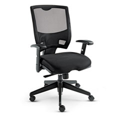 Alera Epoch Series Fabric Mesh Multifunction Chair, Supports Up to 275 lb, 17.63" to 22.44" Seat Height, Black