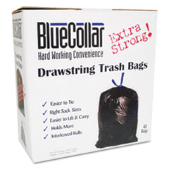 Drawstring Trash Bags, 20-30 gal, 1.0 mil, 30 x 34, Black, 40/Box