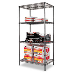 WIRE SHELVING STARTER KIT, 4 SHELVES, 36W X 24D X 72H,