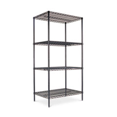 NSF CERTIFIED INDUSTRIAL WIRE SHELVING,  4 SHELVES, BLACK 