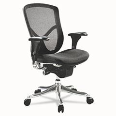 Alera EQ Series Ergonomic Multifunction Mid-Back Mesh Chair, Supports Up to 250 lb, Black Seat/Back, Aluminum Base