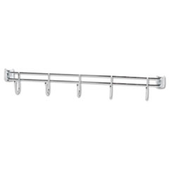 Hook Bars For Wire Shelving, Five Hooks, 24" Deep, Silver, 2 Bars/Pack