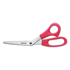 Value Line Stainless Steel Shears, 8" Long, 3.5" Cut Length, Red Offset Handle