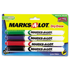 Three Avery Marks-A-Lot Dry Erase Markers; 4/pk