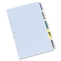 Translucent Multicolor Write-On Dividers, 5-Tab, 8-1/2 x 5-1/2, 1 Set