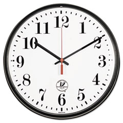 Atomic Slimline Contemporary Clock, 12-3/4in, Black