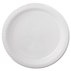 Heavyweight Plastic Plates, 9" dia, White, 125/Pack, 4 Packs/Carton