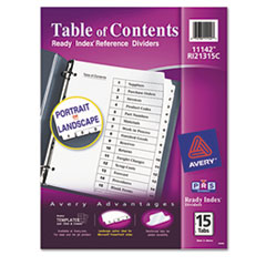 Ready Index Classic Tab Titles, 15-Tab, 1-15, Letter, Black/White, 15/Set