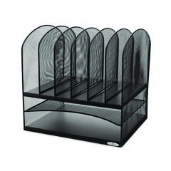 Onyx Mesh Desk Organizer With Two Horizontal And Six Upright Sections, Letter Size Files, 13.25" X 11.5" X 13", Black