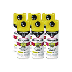 Stops Rust 5-in-1 Spray Paint, Gloss Sunburst Yellow, 12 oz Aerosol Can, 6/Carton