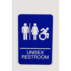ADA Sign, Unisex Restroom, 6 x 9, Blue Face, White Graphics