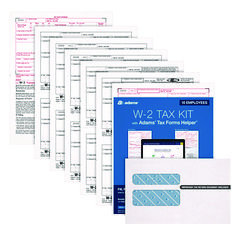 6-Part W-2 Tax Form Kit with Security Envelopes and Tax Forms Helper, 2024, 8 x 5.5, 2 Forms/Sheet, 10 Forms Total