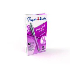 "Write for Hope" Edition FlexGrip Elite Ballpoint Pen, Breast Cancer, Retractable, Medium 1 mm, Black Ink, Pink Barrel, Dozen