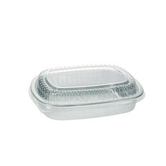 Classic Carry-Out Container with PET Dome Lid, 46 oz, 9.8 x 7.8 x 1.3, Silver, 50/Carton