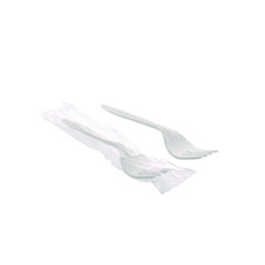 Fieldware Cutlery, Individually Wrapped, Mediumweight Fork, Plastic, White, 1,000/Carton