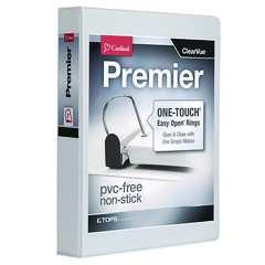 Premier Easy Open Clearvue Locking Slant-D Ring Binder, 3 Rings, 2" Capacity, 11 X 8.5, White