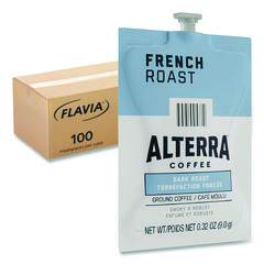 Alterra French Roast Coffee Freshpack, French Roast, 0.32 oz Pouch, 100/Carton