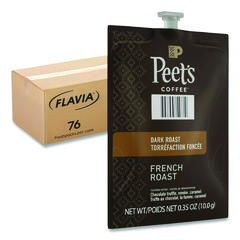 Peet's French Roast Coffee Freshpack, French Roast, 0.35 oz Pouch, 76/Carton