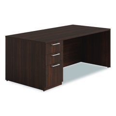 Alera Seville Series Single Pedestal Desk, Left Pedestal, 72" x 36" x 29", Mahogany