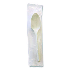 Heavyweight Wrapped Polystyrene Cutlery, Spoon, Plastic, White, 1,000/Carton