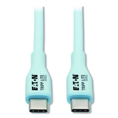 USB-C Antibacterial Cable, USB 2.0, USB Type-C (USB-C) to USB Type-C (M/M), 6 ft, Light Blue