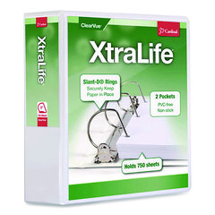 XtraLife ClearVue Non-Stick Slant-D Ring Binder, 3 Rings, 3" Capacity, 11 x 8.5, White