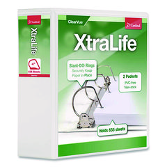 XtraLife ClearVue Non-Stick Slant-D Ring Binder, 3 Rings, 4" Capacity, 11 x 8.5, White