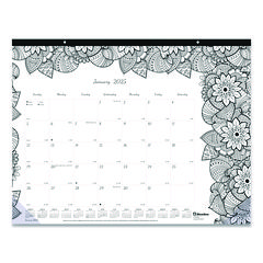 Monthly Desk Pad Calendar, DoodlePlan Coloring Pages, 22 x 17, Black Binding, Clear Corners, 12-Month (Jan to Dec): 2025