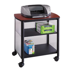 Impromptu Deskside Machine Stand, Metal, 3 Shelves, 100 lb Capacity, 26.25" x 21" x 26.5", Cherry/White/Black