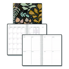 Recycled Non-Dated Monthly/Weekly Planner, Fall Floral, Multicolor Cover, Undated