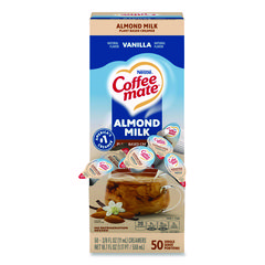 Plant-Based Almond Milk Non-Dairy Liquid Creamer Singles, Natural Vanilla, 0.38 oz Mini Cups, 50/Box