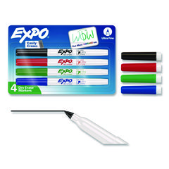 Low-Odor Dry-Erase Marker, Extra-Fine Bullet Tip, Assorted Colors, 4/Pack