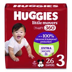 Little Movers HuggFit 360 Degree, Size 3, 16 lbs to 28 lbs, Disney Design, 26 Diapers/Pack, 4 Packs/Carton