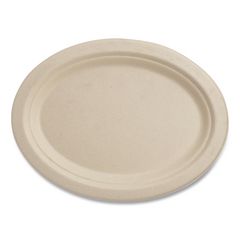 Fiber Plates, Paper, 12" Oval, Natural, 500/Carton