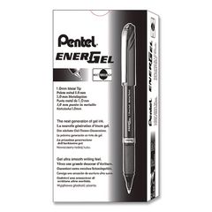 EnerGel NV Gel Pen, Stick, Bold 1 mm, Black Ink, Gray/Black Barrel, Dozen